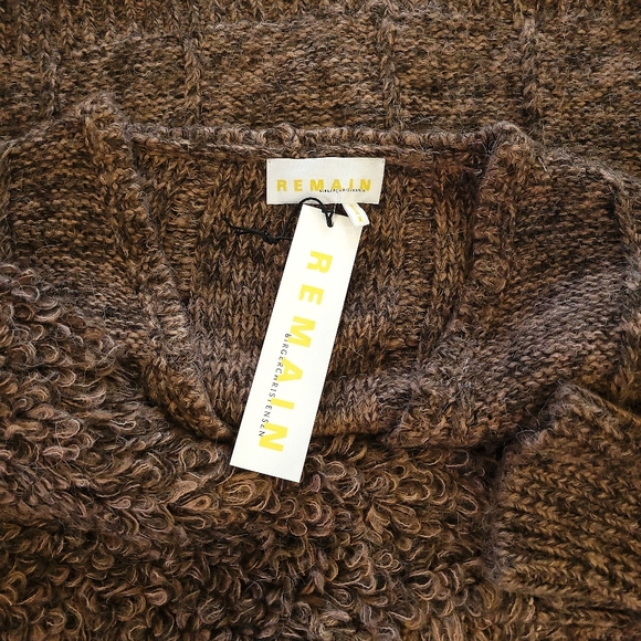 REMAIN Birger Christensen Denise Alpaca Knit Crop Patchwork Oversized Ca… - Picture 6 of 16